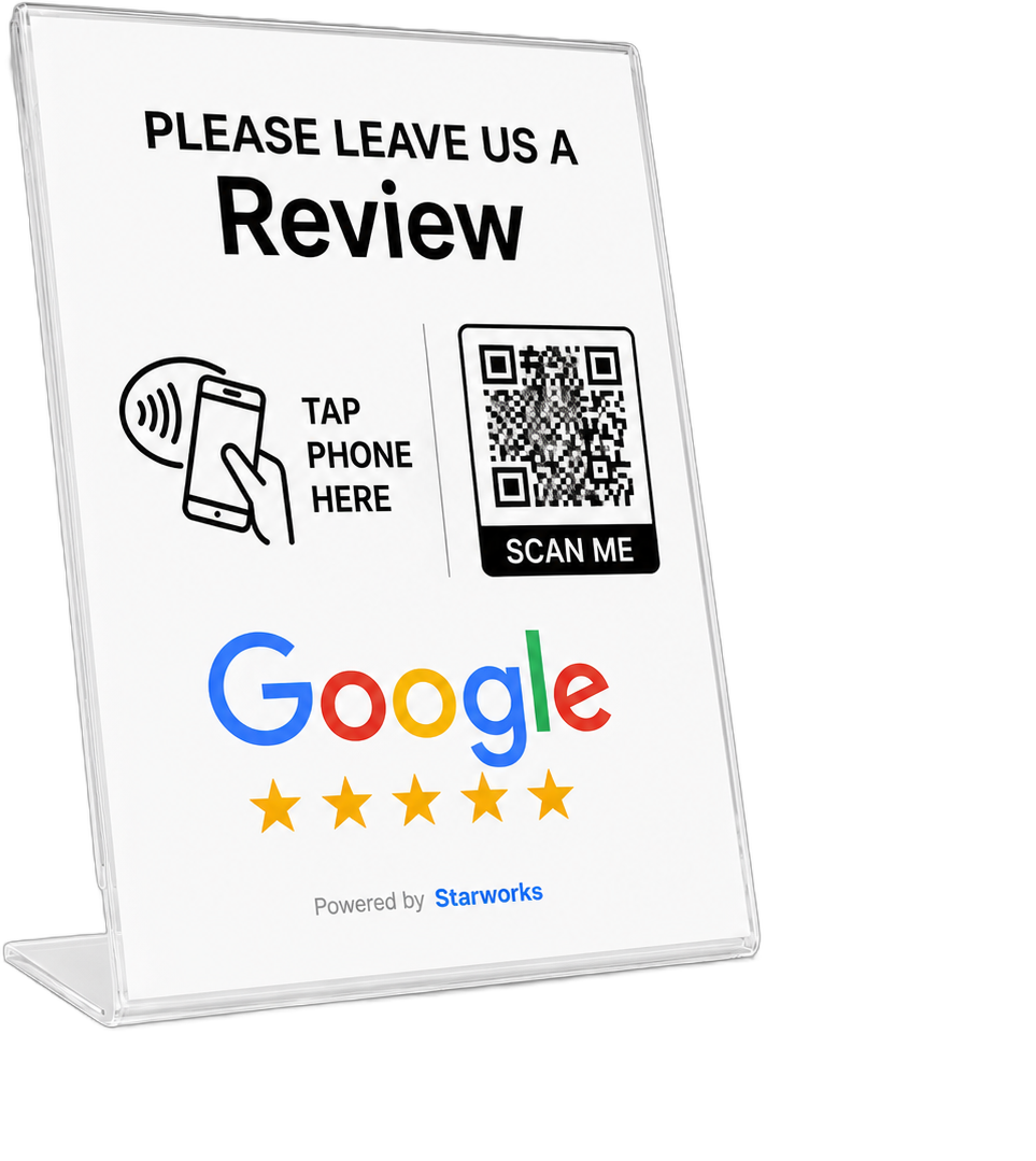 Tap-to-Review counter standee